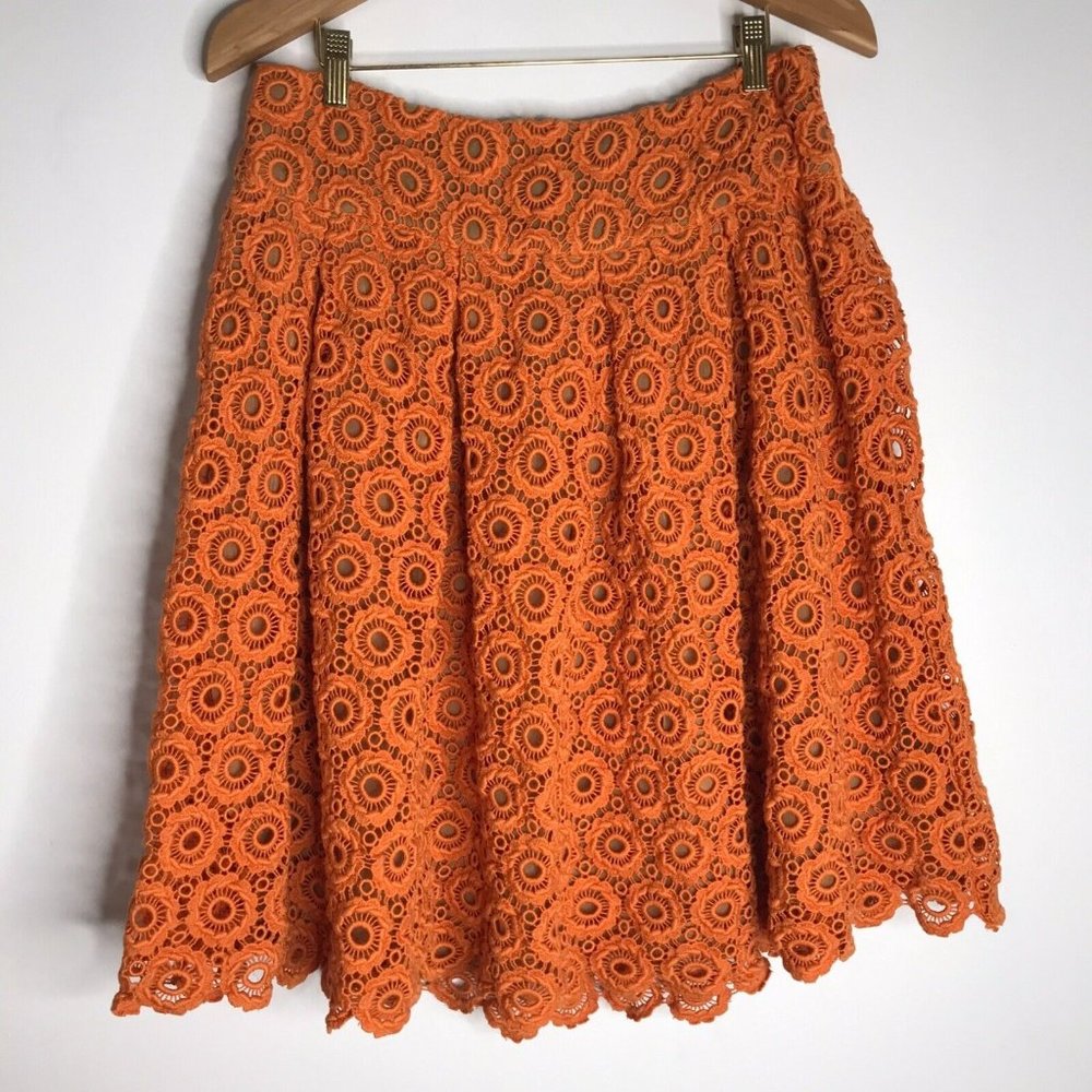 Anthropologie Orange Lace Skirt